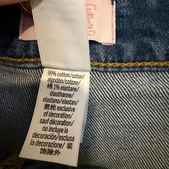 *NWT* VS PINK x LoveShackFancy Denim Baggy High Rise Jeans - bow print - Picture 8 of 11